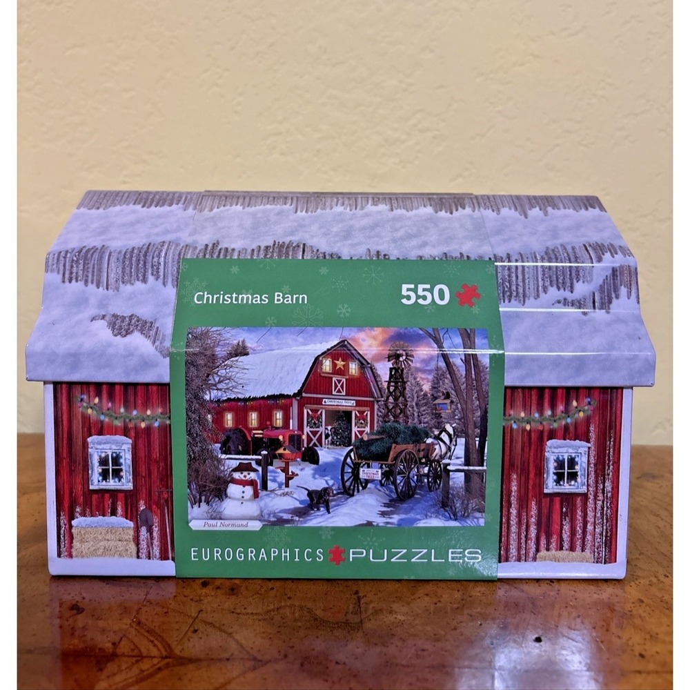 Eurographics Christmas Barn Puzzle 550 Pieces Collectible Tin